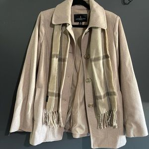 London Fog Camel Coat with Scarf size Medium